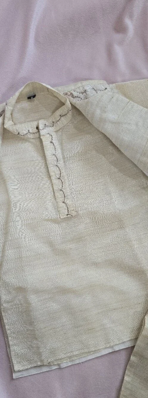 New Boys Embroidered Cream Indian Outfit